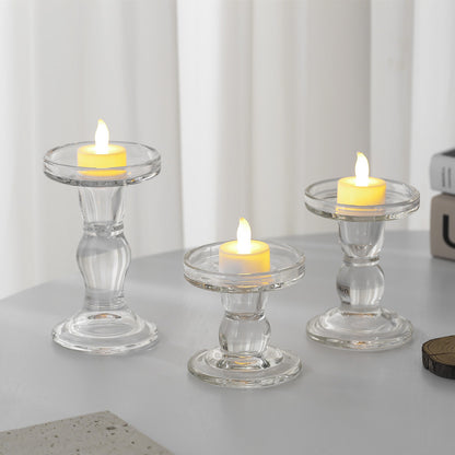 Glass Roman column candlestick