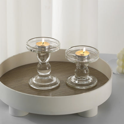 Glass Roman column candlestick
