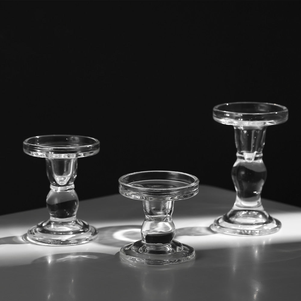 Glass Roman column candlestick