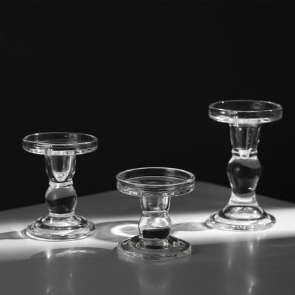Glass Roman column candlestick