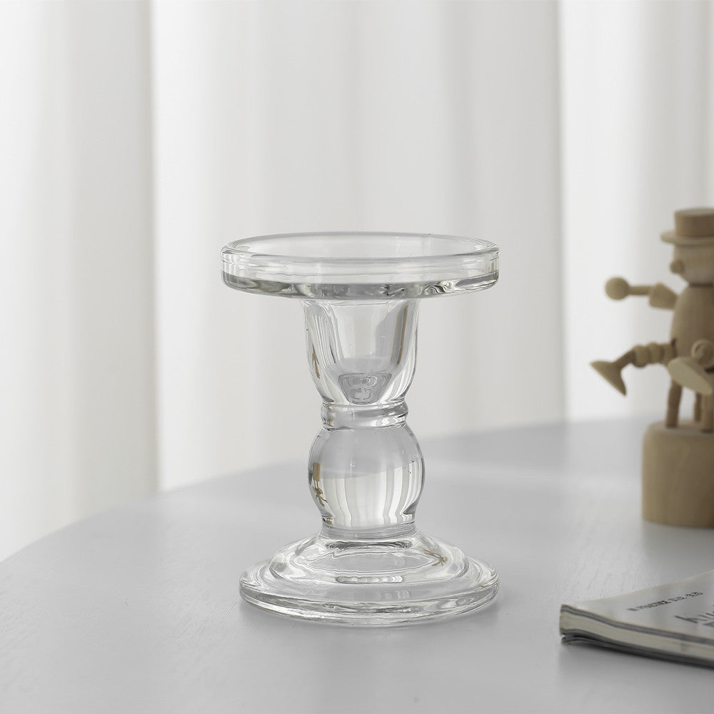 Glass Roman column candlestick
