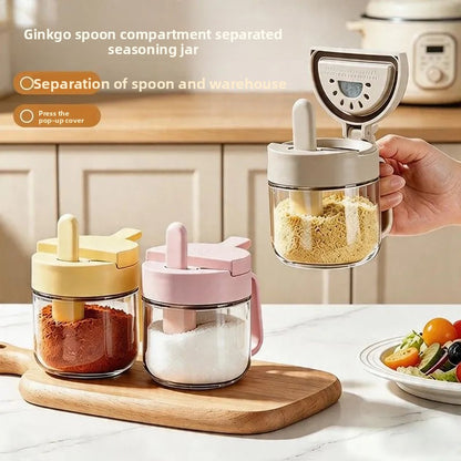 Glass Spice Storage Jar with Separate Compartments