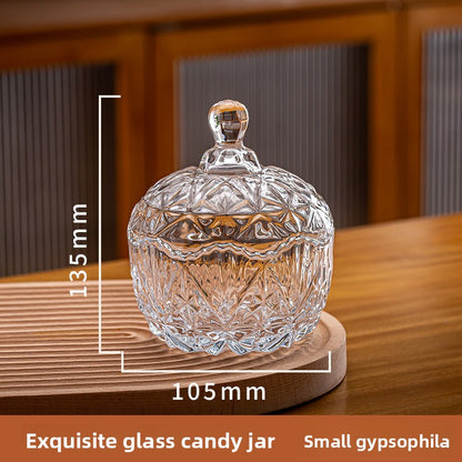 Glass Storage Jar with Lid for Candy Makeup Brush Tea