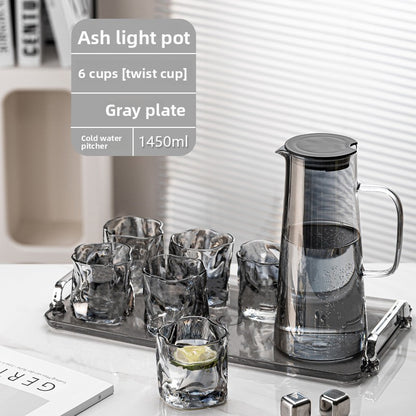 Glass Tea Set with Filter Lid and Serving Tray