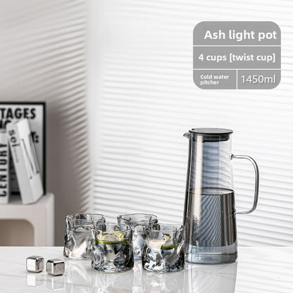 Glass Tea Set with Filter Lid and Serving Tray