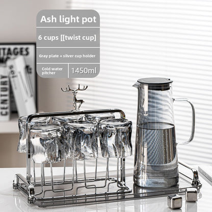 Glass Tea Set with Filter Lid and Serving Tray