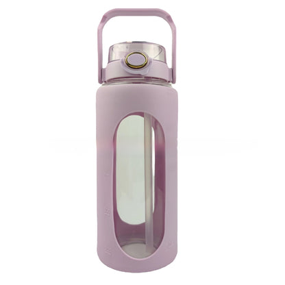 Glass Water Bottle with Silicone Sleeve and Dual Lid