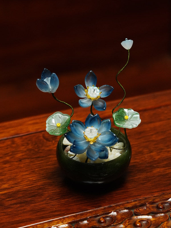 Glazed Petal Ceramic Flower Pot Ornaments
