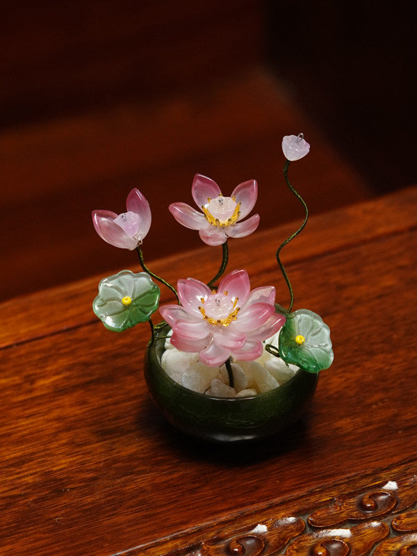 Glazed Petal Ceramic Flower Pot Ornaments