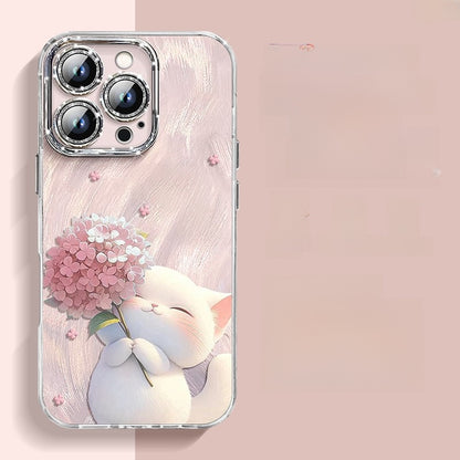 Glitter Kitten Design Phone Case with Lens Protection