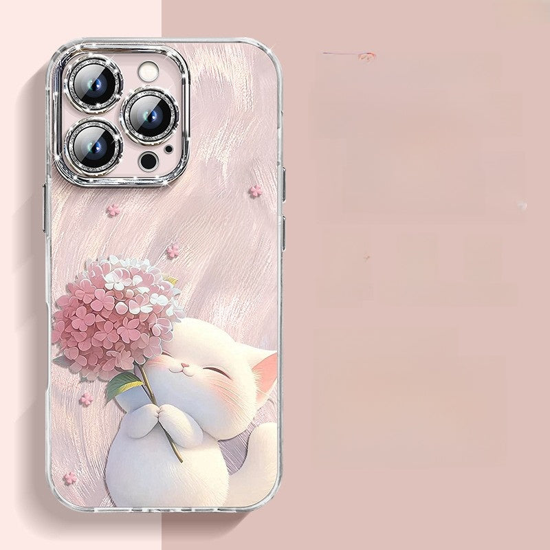 Glitter Kitten Design Phone Case with Lens Protection