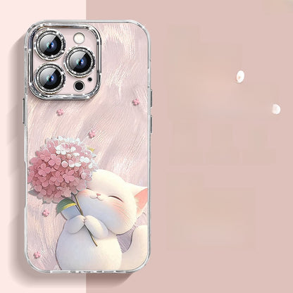Glitter Kitten Design Phone Case with Lens Protection