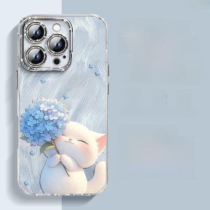 Glitter Kitten Design Phone Case with Lens Protection