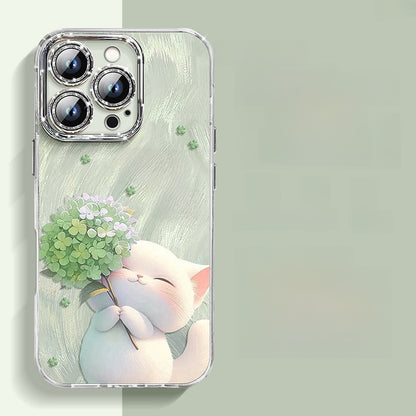Glitter Kitten Design Phone Case with Lens Protection