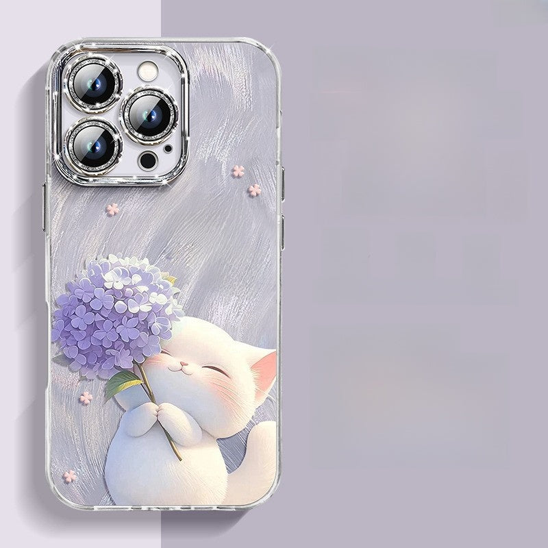 Glitter Kitten Design Phone Case with Lens Protection