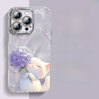 Glitter Kitten Design Phone Case with Lens Protection
