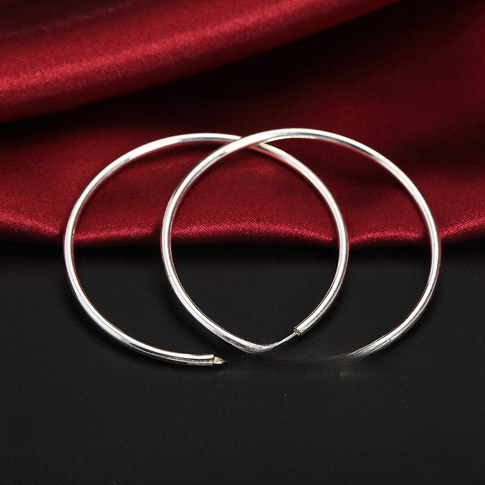 Glossy 925 Silver Plated Hoop Earrings