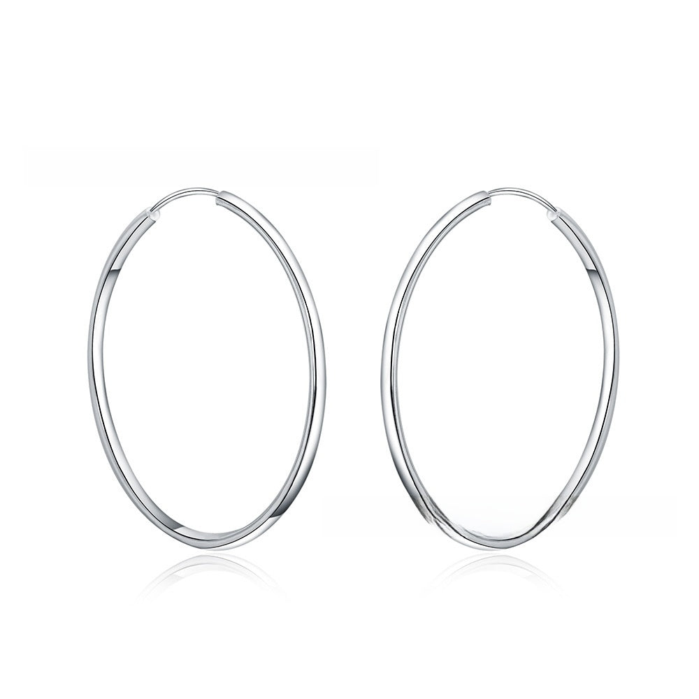 Glossy 925 Silver Plated Hoop Earrings