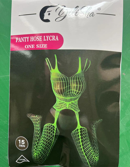 Glow-in-the-Dark Fishnet Bodysuit and Stockings