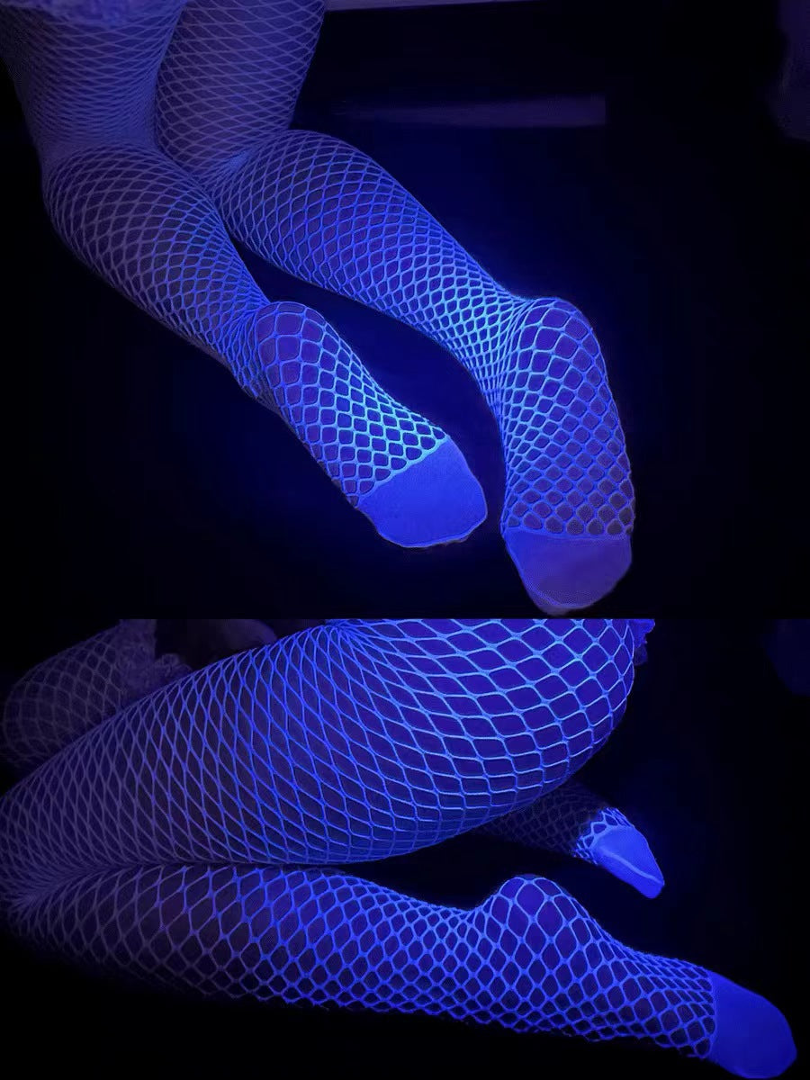Glow-in-the-Dark Fishnet Bodysuit and Stockings