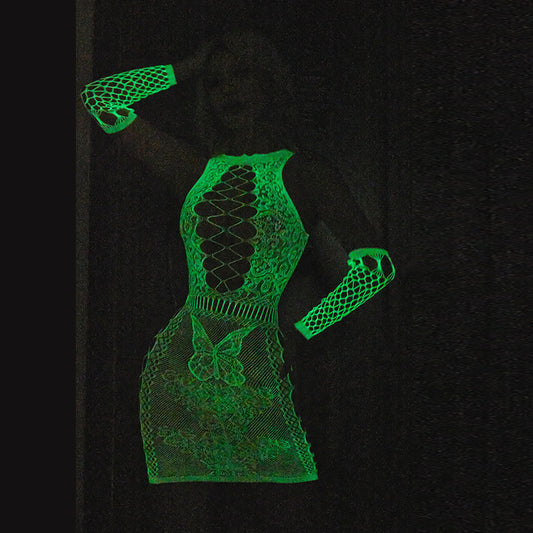 Glow-in-the-Dark Fishnet Bodysuit and Stockings