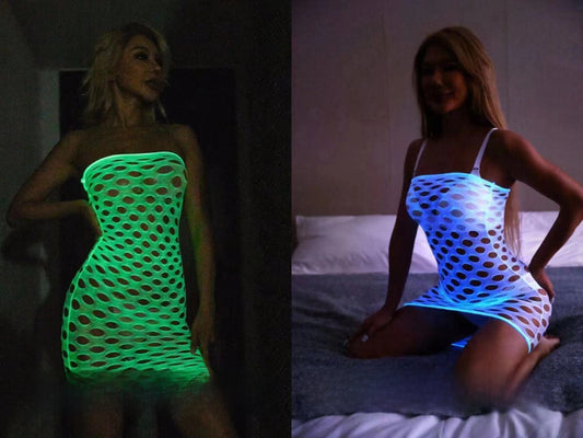 Glow-in-the-Dark Fishnet Bodysuit and Stockings