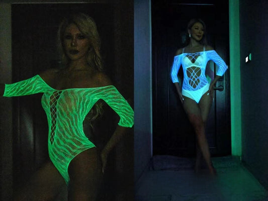 Glow-in-the-Dark Fishnet Bodysuit and Stockings