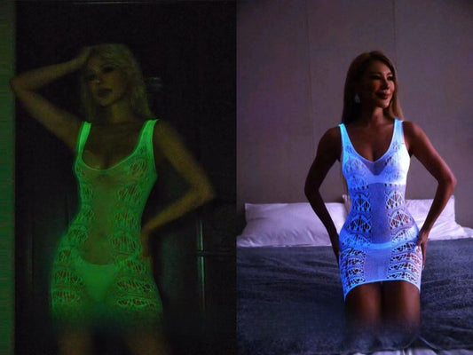 Glow-in-the-Dark Fishnet Bodysuit and Stockings