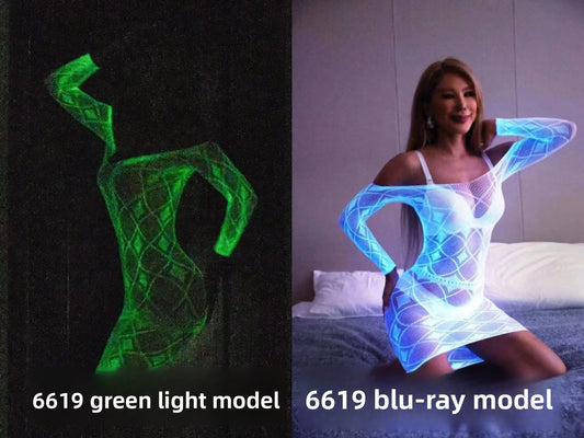 Glow-in-the-Dark Fishnet Bodysuit and Stockings