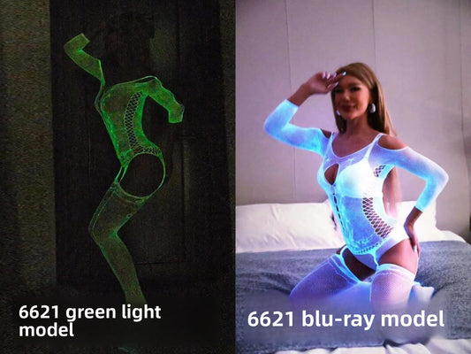 Glow-in-the-Dark Fishnet Bodysuit and Stockings