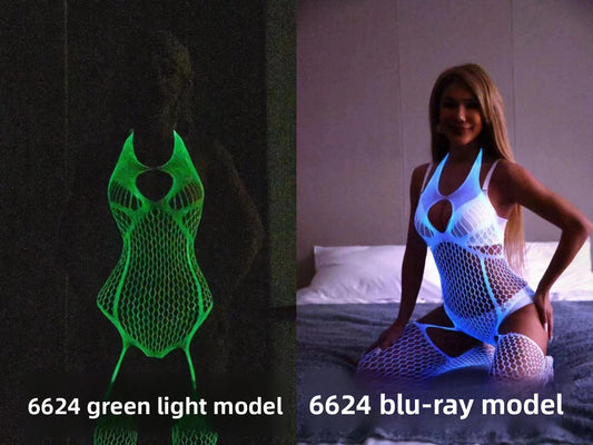 Glow-in-the-Dark Fishnet Bodysuit and Stockings