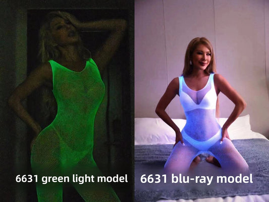 Glow-in-the-Dark Fishnet Bodysuit and Stockings