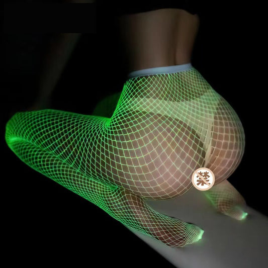 Glow-in-the-Dark Fishnet Bodysuit and Stockings
