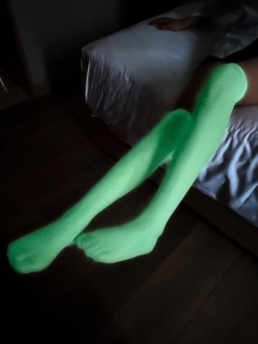 Glow-in-the-Dark Fishnet Bodysuit and Stockings