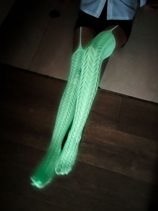 Glow-in-the-Dark Fishnet Bodysuit and Stockings