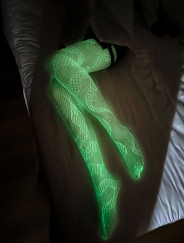 Glow-in-the-Dark Fishnet Bodysuit and Stockings