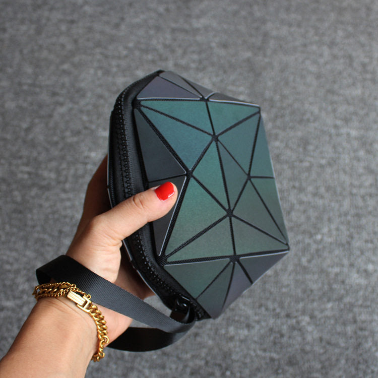 Glow-in-the-dark geometric diamond pattern bag