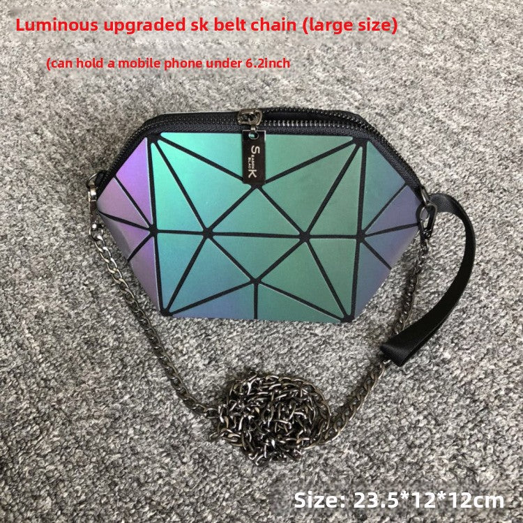 Glow-in-the-dark geometric diamond pattern bag