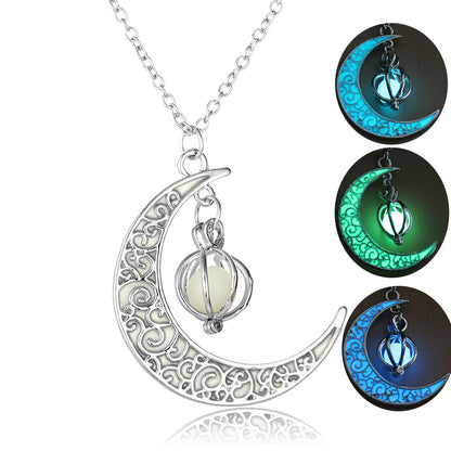 Glow Moon Pumpkin Pendant Necklace