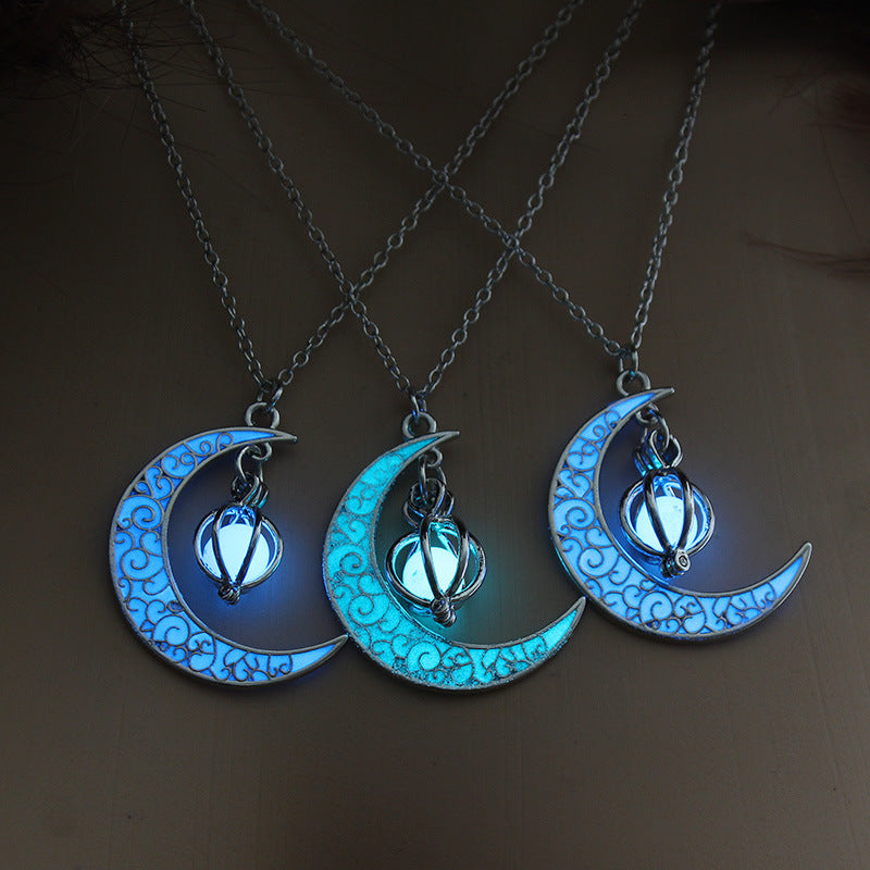 Glow Moon Pumpkin Pendant Necklace