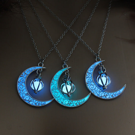 Glow Moon Pumpkin Pendant Necklace