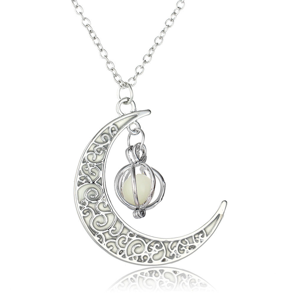 Glow Moon Pumpkin Pendant Necklace