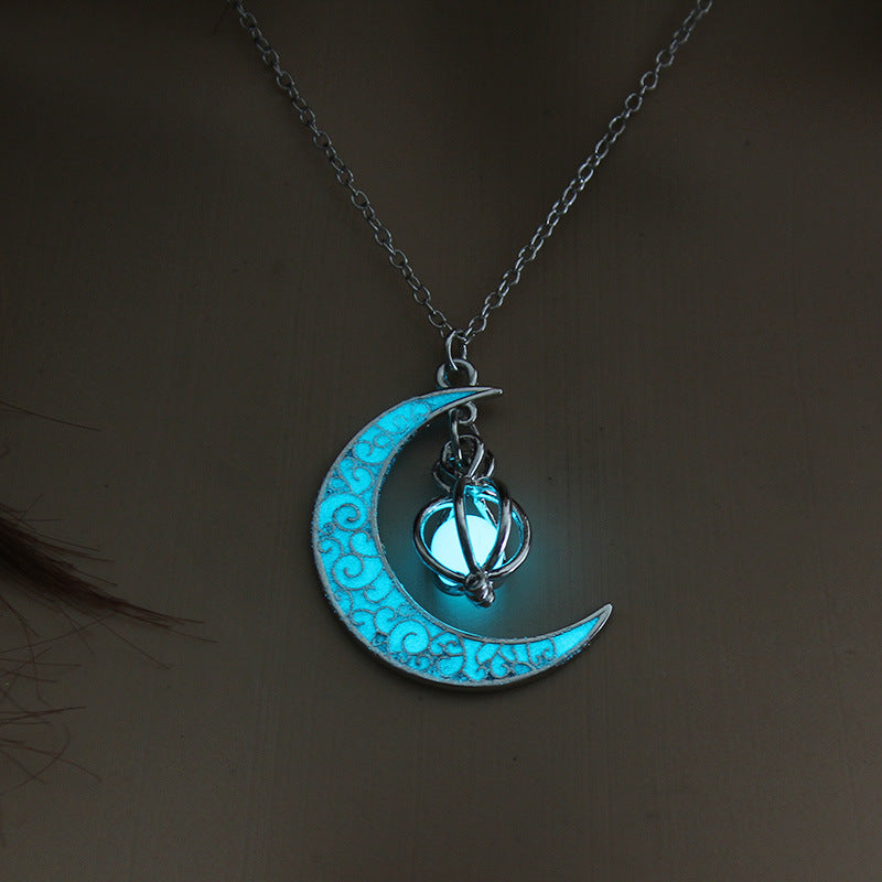 Glow Moon Pumpkin Pendant Necklace