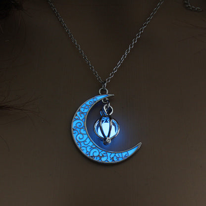 Glow Moon Pumpkin Pendant Necklace