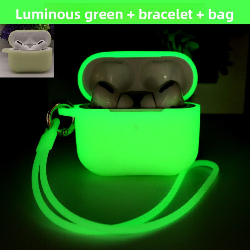 Glowing Silicone Case for AirPods with Lanyard