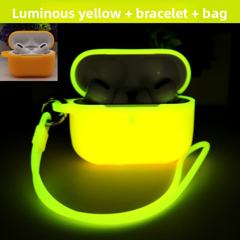 Glowing Silicone Case for AirPods with Lanyard