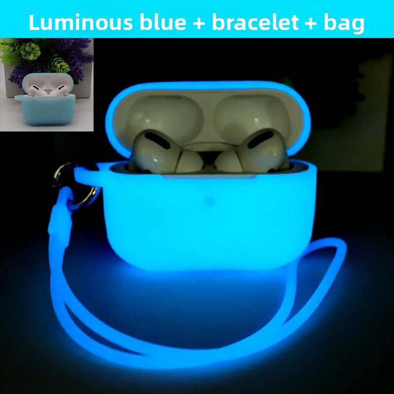 Glowing Silicone Case for AirPods with Lanyard