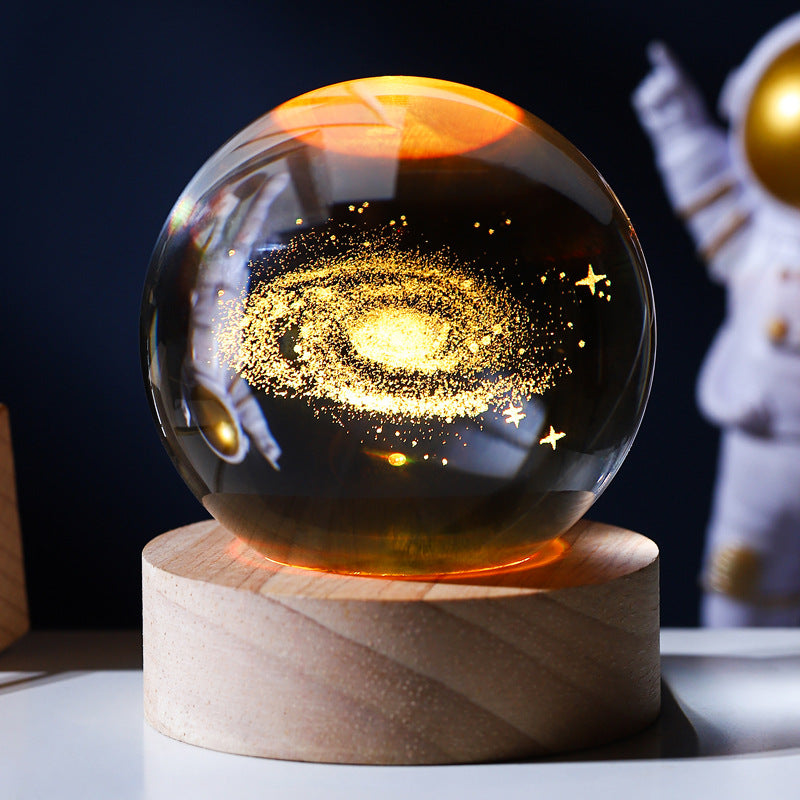 Glowing Wooden Base Crystal Ball