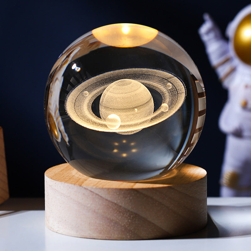 Glowing Wooden Base Crystal Ball
