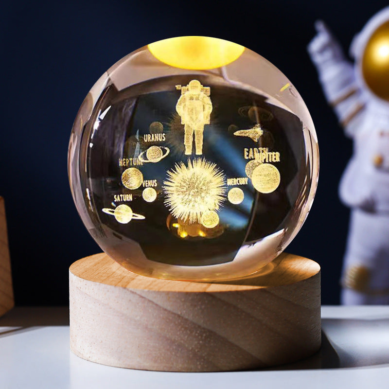 Glowing Wooden Base Crystal Ball